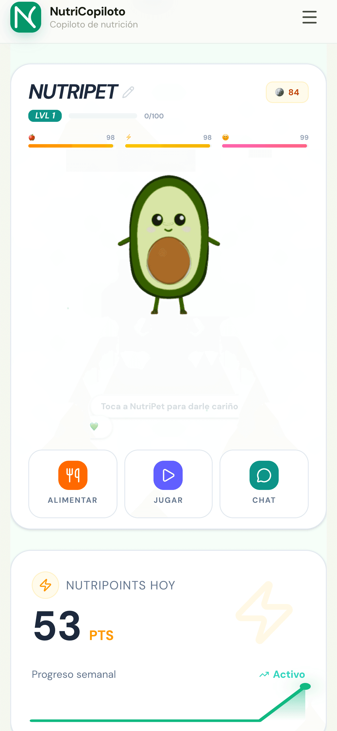 NutriPet, la mascota virtual del paciente